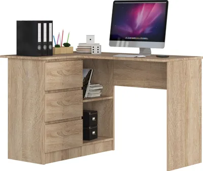 Produktbild von Eck-Schreibtisch AKORD B16 links Sonoma-Eiche  B124 x H77 x T85 cm