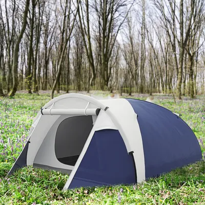 Produktbild von Campingzelt 3-4 Personen, Familienzelt wasserdicht, 210T Polyester, Blau | 320x240x130 cm | 2000 mm Wassersäule | UV 30+