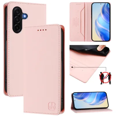 Produktbild von Lederhülle für Samsung Galaxy A57 Hülle Flip Brieftasche Kartenfächern Ständer Schutzhülle Pink