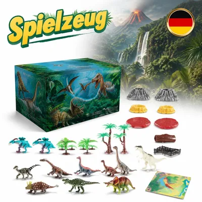 Productafbeelding van Dinosaurusfiguren, Jurassic Park, speelmat, 8 stuks, vanaf 3 jaar, Triceratops