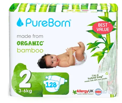 Immagine prodotto di Pannolini lavabili in bambù, taglia 2, per bambini da 3 a 6 kg, confezione da 128 pezzi