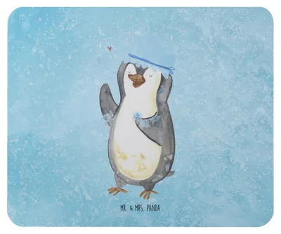 Produktbild von Mr. & Mrs. Panda Mousepad Pinguin Duschen - Eisblau - Geschenk, Dusche, Singen, Neuanfang, pc, Mouse Pad, Baden, mousematte, mausteppich, Duschkonzert, Mauspad