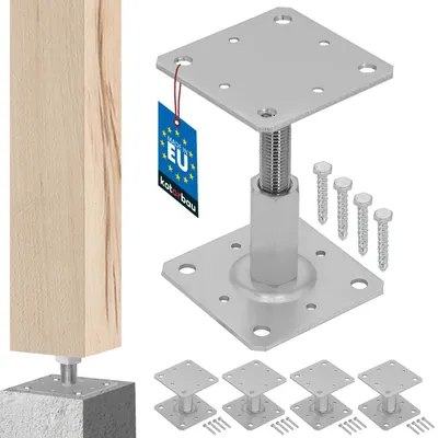 4er-Set Pfostenträger, Stahl, 110x110 mm, höhenverstellbar