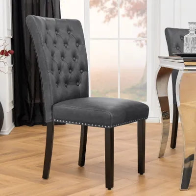 Produktbild von riess-ambiente Chesterfield Stuhl CASTLE schwarz Kunstleder Gummiholz Ziernieten