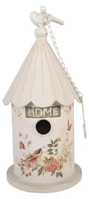 Obrázok produktu pre Clayre & Eef Vtáčia búdka Ø 19 x 40 cm, béžová, kovová