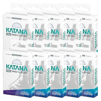 Produktbild von BUNDLE 10x100 Ultimate Guard Katana Inner Sleeves Standardgröße Transparent (64x89mm)