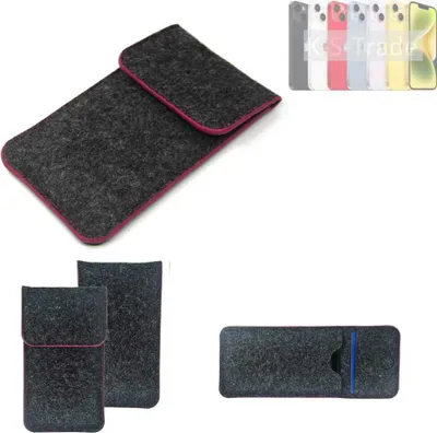 Produktbild von K-S-Trade Handy Schutz Hülle kompatibel mit Apple iPhone 15 Plus Schutzhülle Handyhülle Filztasche Pouch Tasche Case Sleeve Filzhülle dunkelgrau