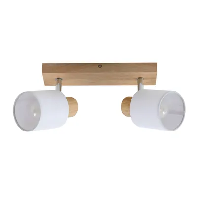 Produktbild von Lindby Deckenstrahler Wanessa, 39cm, 2-flg., Holz, weiß, E14