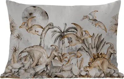 Produktbild von MuchoWow® Outdoor Kissen - Dino - Dschungel - Natur - Tiere - Kinder - Kinder - 60x40 cm - Wetterfest - Lounge Kissen - Zierkissen - Kissen für Innenräume