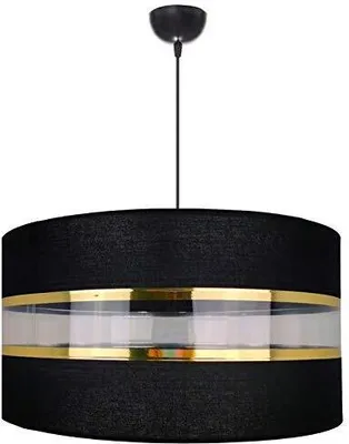 Productafbeelding van Hanglamp, pendellamp, moderne lamp, zwart, grijs, wit, rond, E27, ABH1L (zwart-goud)