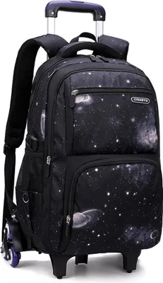 Produktbild von Kinder Rollrucksack fuer Jungen Maedchen Gepaeck Rollrucksack Trolley Schultasche Buechertasche mit Lunch Bag Pencil Bag