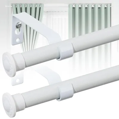 Gardinenstange 16 mm mattweiß 76-116 cm, 2er-Set