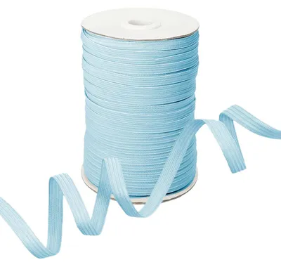Produktbild von Gummiband 100m x 7mm Gummilitze flach gestrickt Stretch Elastisch in 19 Farben, Gurtband:351 himmelblau