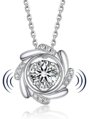 Productafbeelding van Halsketting dames, 1 karaat moissanite, zilver 925, windmolen hanger, cadeau