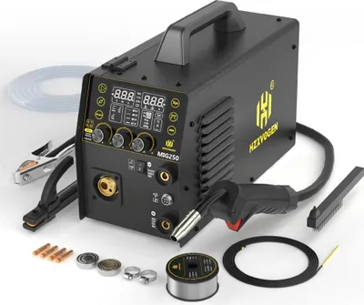 Produktbild von Schweißgerät - MIG250 - Halbautomatisch 5‑in‑1 MIG/MAG, MMA, Lift-TIG - Gasloses MIG - Aluminiumschweißen - Automatischer Drahtvorschub - 8,06 kg - 42×26×18,5 cm
