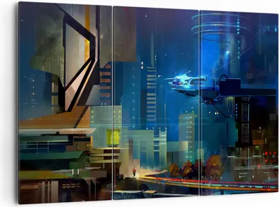 Produktbild von Bild auf Leinwand - Leinwandbild - Fantasie Stadt - 165x110cm - Wand Bild - Wanddeko - Wandbilder - Leinwanddruck - Bilder - Kunstdruck - Wanddekoration - Leinwand bilder - Wandkunst - CE165x110-3890