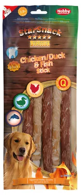 Produktbild von Nobby StarSnack Hundeleckerli Barbecue Chicken, Duck & Fish Stick 200 g