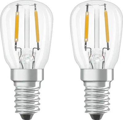 Two clear LED light bulbs with silver bases are shown against a white background.