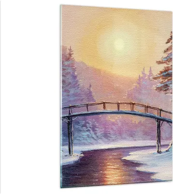 Produktbild von Bilder auf glas - Einteilig - Park Winter Brücke - 80x120cm - Glasbilder - Wandbilder - Bilder - zum Aufhängen bereit - Wanddekoration aus Glas - Glas Bilder - Wandbild auf Glas - GPA80x120-3988
