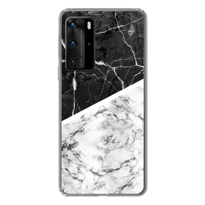 Produktbild von MuchoWow® Handyhülle Schutzhülle Hülle für Huawei P40 Pro Marmor - Schwarz - Weiß Silikon Softcase Handy Hülle - Schutz