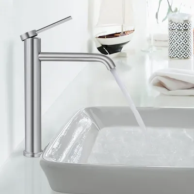 Aufsatzwaschtischarmatur, Einhebel, gebürstetes Nickel, Edelstahl