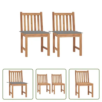 Produktbild von The Living Store Gartenstühle 2 Stk. mit Kissen Massivholz Teak