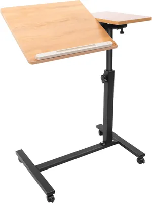 Obrázok produktu pre Pohyblivý stolík na notebook – počítačový stolík – 4 kolieska – doska otočná o 360° – výškovo nastaviteľný v rozmedzí 58–90 cm – obdĺžnikový – khaki
