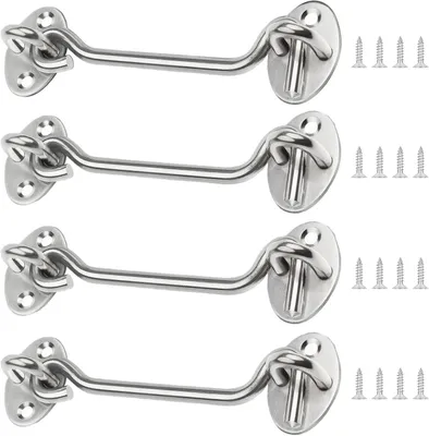 Imagen del producto de Ganchos de acero inoxidable, 4 unidades, 10 cm, para puertas y ventanas