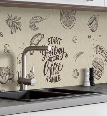 Immagine prodotto di Pannello autoportante per cucina, motivo "Menu", pellicola protettiva antispruzzo, 180 x 60 cm
