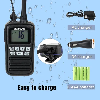 Produktbild von RM01 Handfunkgerät, IP67 wasserdichtes Marine-Funkgerät, vibrationsgesteuert, schwimmfähig, Schiffstransceiver, Handfunkgerät für Segeln, Kajakfahren, Angeln (Schwarz, 2 Stück)
