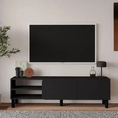 Obrázok produktu pre Skye Decor, kvalitný televízny stojan, farba antracit, 150 cm, 100% melamín, montáž na stenu