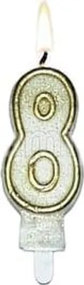 Image de Bougie numéro "8" bordure dorée
