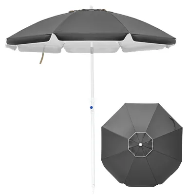 Produktbild von Sonnenschirm mit Sandschraube – Neigungswinkel bis zu 30°, UV-Schutz 50+, tragbarer Sonnenschirm für Strand, Pool, Garten und Terrasse, grau