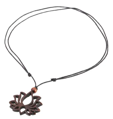 Produktbild von Ethno Holzschmuck, Halskette, Surferkette - Lotus/2, Braun, 4*4*0,5 cm, Ketten & Modeschmuck für den Hals