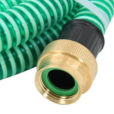 Image de vidaXL Tuyau d'aspiration avec raccords en laiton Vert 1,1" 10 m PVC