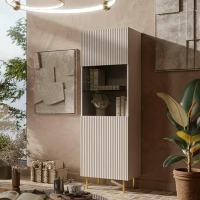 Image de Raccuja - Vitrine, 60x42x183h cm Beige, 4 Étagères