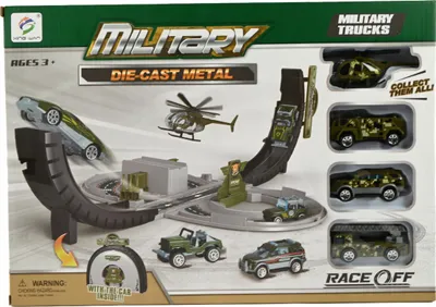 Produktbild von Militär Rennbahn Set mit 4 Autos & Looping - Stunt Track Spielzeug für Kinder ab 3 Jahren