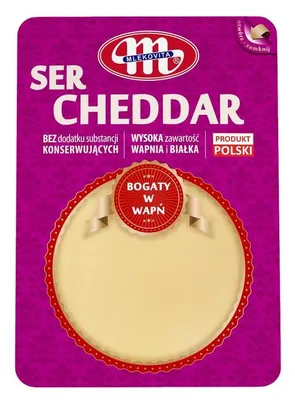 Zdjęcie produktu dla MLEKOVITA Ser Cheddar plastry 300g