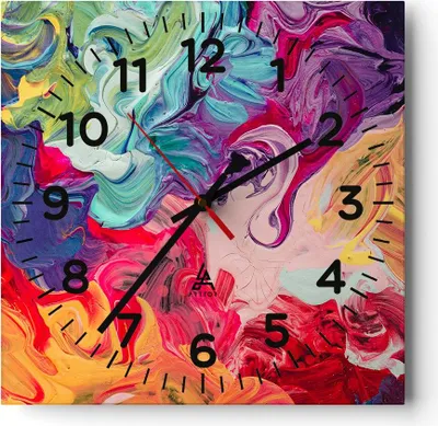 Produktbild von Wanduhr - Quadrat - Glasuhr - Abstraktion modern - 40x40cm - Schleichendes Uhrwerk - Lautlos - zum Aufhängen bereit - Dekoration Modern - Wanddekoration aus Glas - C4AC40x40-3877