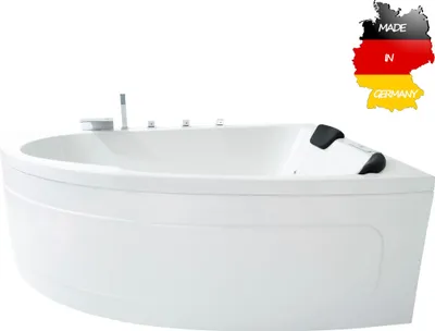 Zdjęcie produktu dla Basera CLASSIC narożna wanna z hydromasażem Guam prawa 180 x 130 cm dla 2 osób z 25 dyszami masującymi, wodospadem, oświetleniem LED, panelem dotykowym, Bluetooth i radiem