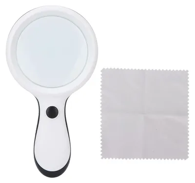 Produktbild von Handliche Leselupe mit LED-Beleuchtung, 10-fache Vergrößerung, 88 mm, zum Lesen von Büchern und Zeitungen, Weiß