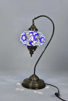 Image de Lampe de nuit turque faite main, couleur bleue – Lampe orientale Sprookjes, hauteur 42 cm, unique et décorative