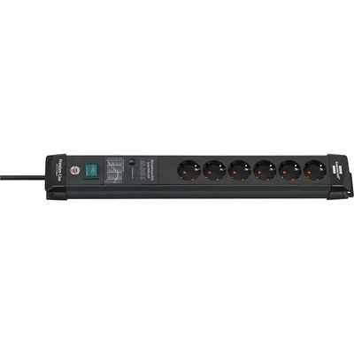 Immagine prodotto di Presa di corrente Premium-Line 60.000A con protezione da sovratensione a 6 vie nera 3 m H05VV-F 3G1,5