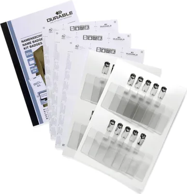 Produktbild von Durable Namensschilder Set 60x90mm 20 Schilder mit Clip und Papie