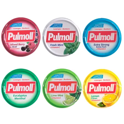 Produktbild von PULMOLL - MIX – 6 Sorten Zuckerfreie Bonbons mit Vitamin C - 6 x 45 g