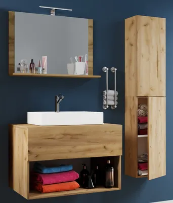 Produktbild von VCM 4-tlg. Waschplatz | Waschtisch Unterschrank Badmöbel Set Waschbecken Lendas II