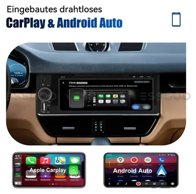 Produktbild von Autoradio 1 DIN Touchscreen Wireless Apple Carplay Android Auto Bluetooth Freisprechanlage USB AUX FM Radio Lenkradsteuerung mit Rückfahrkamera
