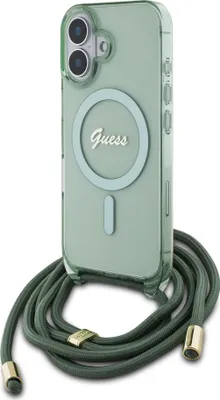 Immagine prodotto di Guess iPhone 16 Custodia con cover posteriore - Cavo crossbody Magsafe IML - Verde