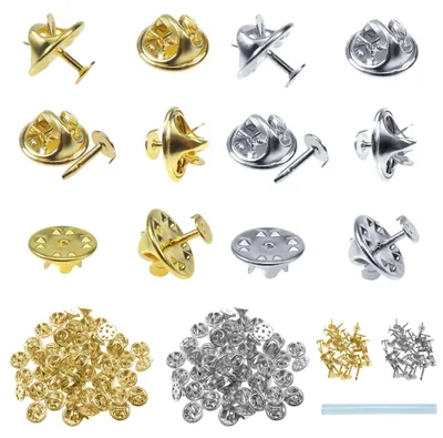 60 Paar Broschenverschlüsse aus Messing, 8 mm, gold/silber