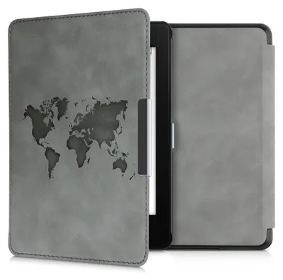 Produktbild von kwmobile Schutzhülle für Amazon Kindle Paperwhite (10. Gen - 2018) Hülle - eReader Case aus Kunstleder mit Auto Sleep Funktion - Travel Umriss mit